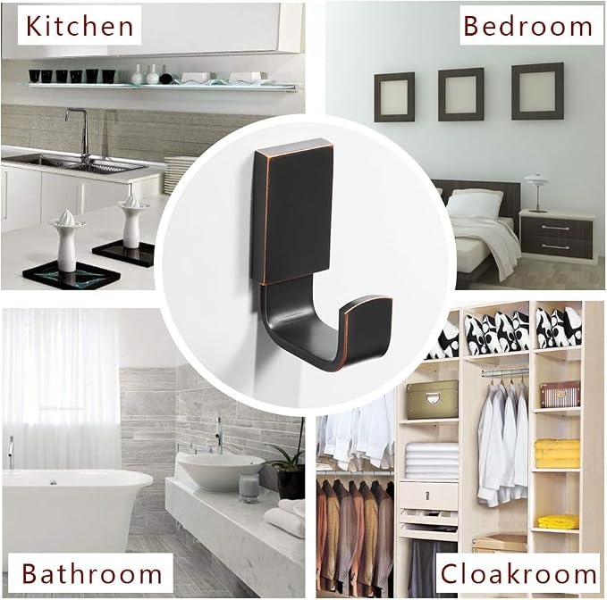BESy Brass Towel Hook, Bath Robe Coat Clothes Hook Oil Rubbed Bronze 2 Pack