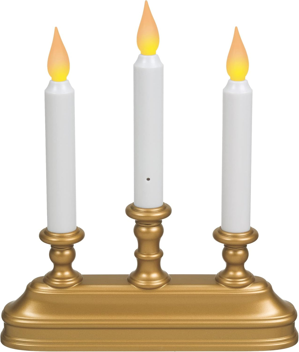 Xodus Battery Operated Window Candles, Gold/Brass, 3-Arm Candelabra, 3 Pack