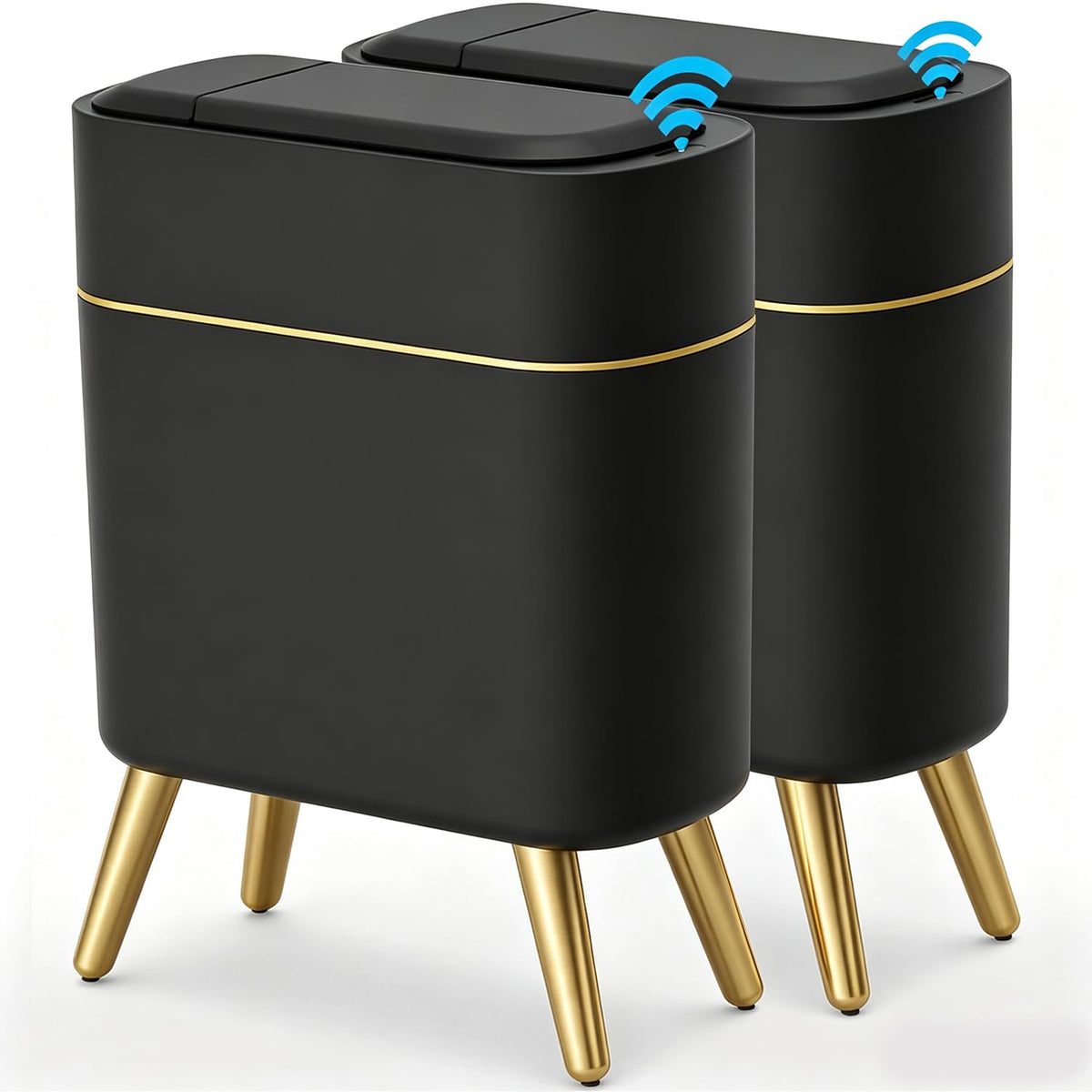 2 Pack - Automatic Bathroom Trash Can with Lid - Smart Trash Can Touchless