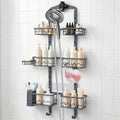 Extra Large Shower Caddy Hanging, Rust-Resistant Shower Organizer Hanging,3 Tier Height-Adjustable Over the Head Caddy,Rack with Soap Basket (Gray)