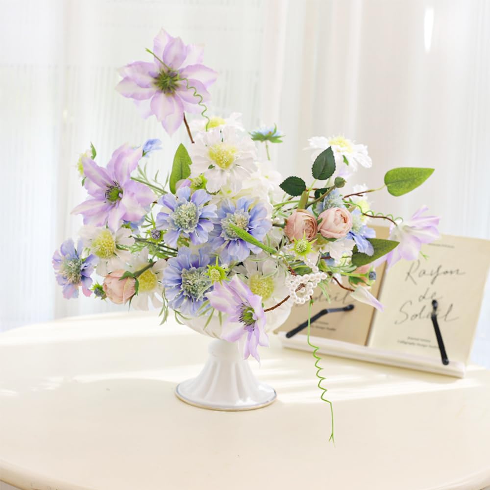 8Pcs White Compote Vases for Centerpieces, 4.7in Small Flower Vases