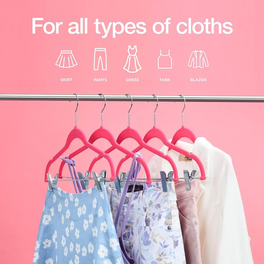 Home it Velvet Skirt Hangers with Clips, 10 Pack Pants Hangers Space Saving