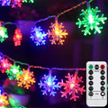 Christmas Decorations Snowflake Lights, 30ft 60 LEDs Snowflakes Christmas Lights Battery Operated String Lights with Remote for Xmas Tree Window Curtain Outdoor Indoor Winter Decor Multicolor