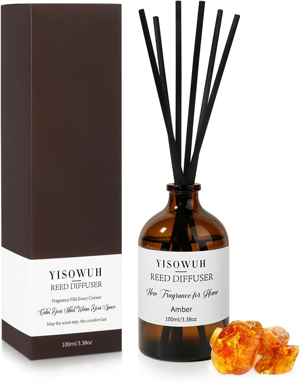 Reed Diffuser Amber 3.38oz (100ml) Air Freshener with Sticks