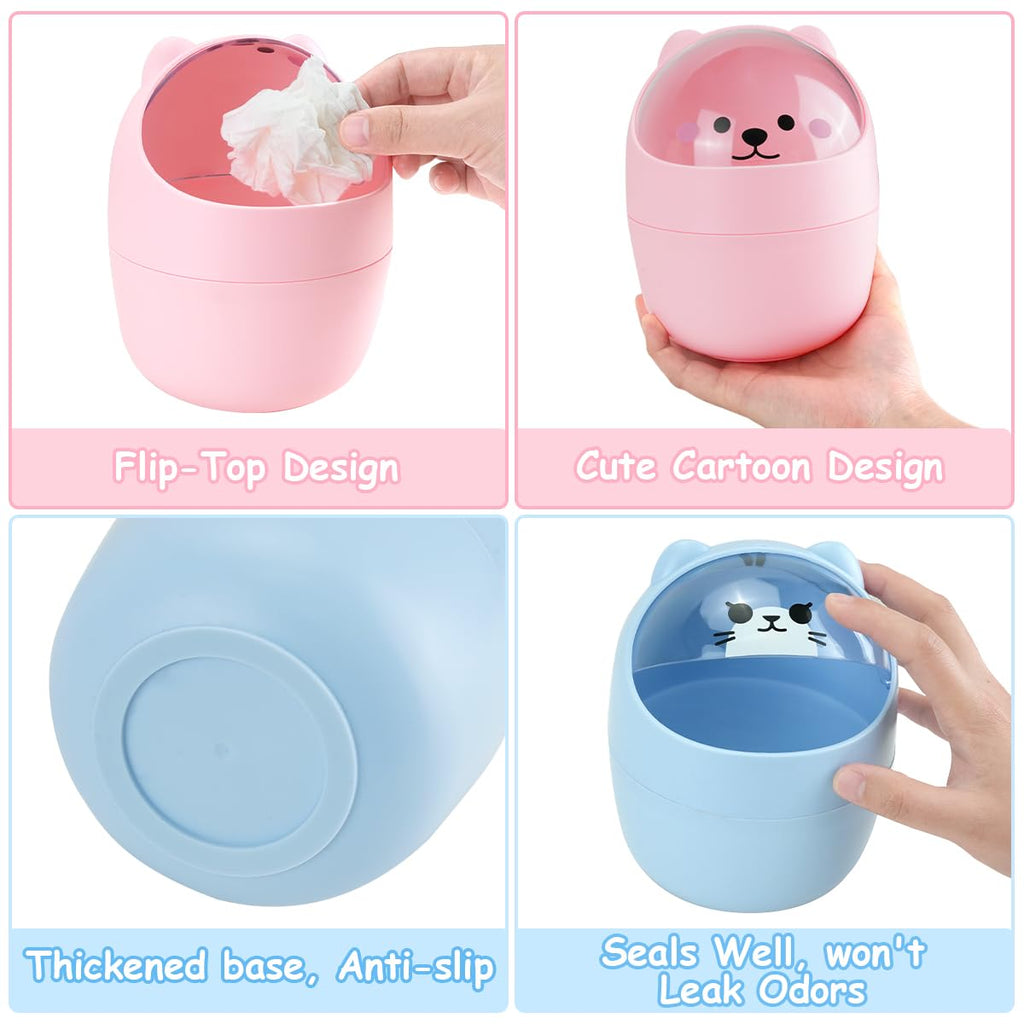 Cute Mini Trash Can with Lid for Home