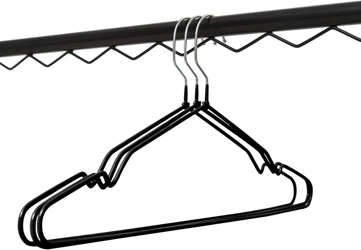 Non-Slip Hanger Metal Hangers Wire Shirt Hangers Chrome and Black Friction, 40 Pack Space Saving Clothes Hanger with Rubber Coating 16.5 Inches