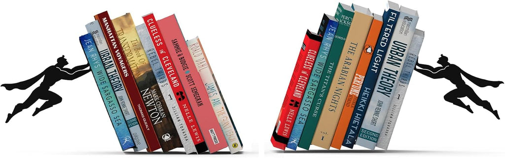 Artori Design Bookends - Decorative Book Ends for Shelves, 2X Super Hero