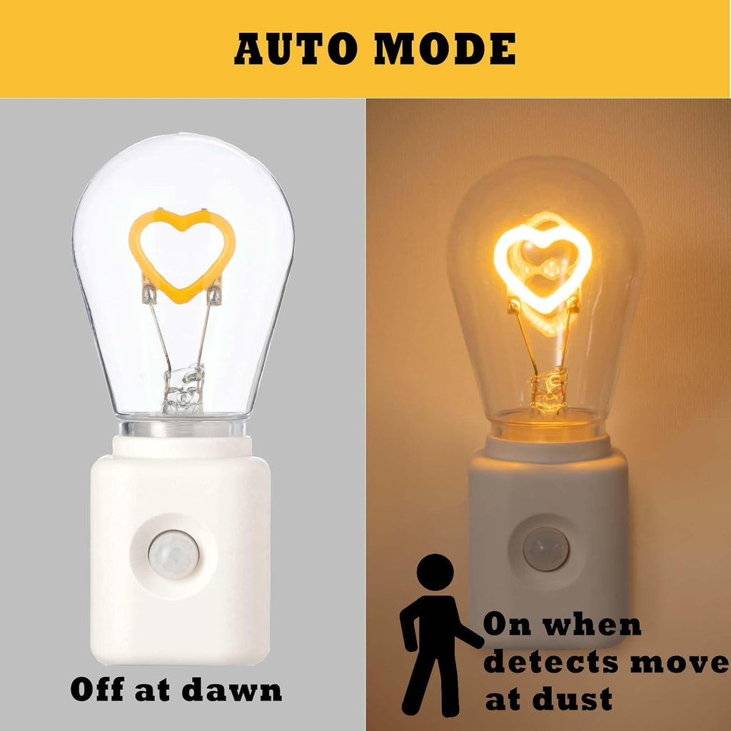 Plug in Night Light, 1W Warm White Led Night Bulb, Vintage, 10-100 lm Adjustable Brightness, for Bathroom, Hallway, Stairs, Bedroom, Kitchen, 1 Pack