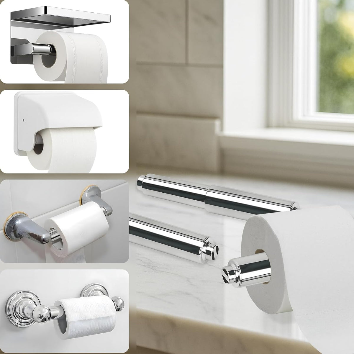 3 Pcs Toilet Paper Holder Spring Rod, Metal Springs Plastic Toilet Paper Roller Replacements, Adjustable Roller for Bathroom Use