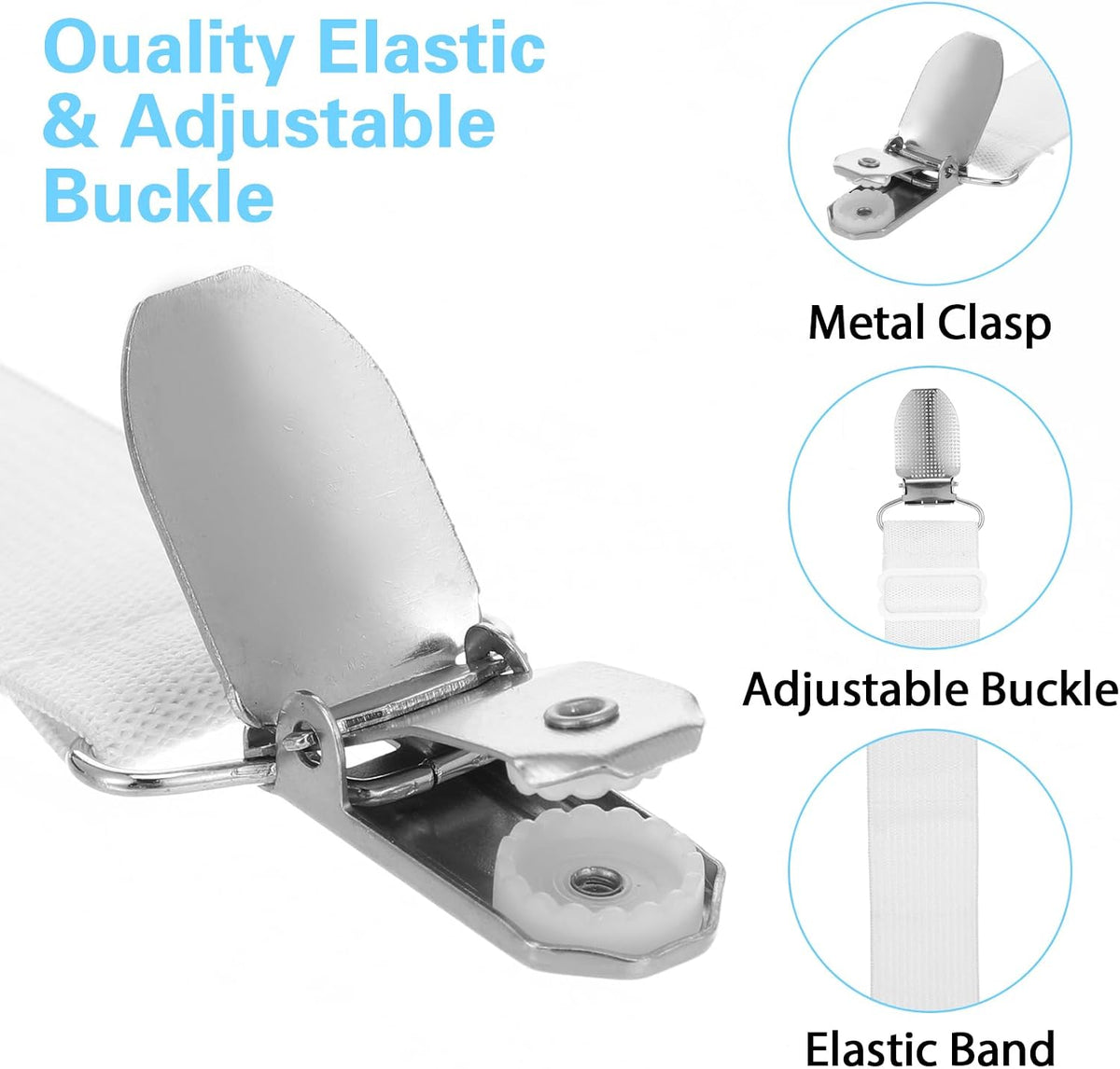 Ironing Board Cover Fasteners Binding 4 PC Elastic Straps Clips Keep Cushions From Sliding Sheet Fitted Suspenders Holders For Corners Couch Cover Stays Bands Garter Clamps Strap End Binding Tightener