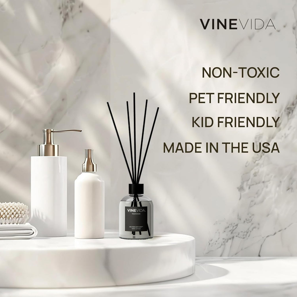 VINEVIDA Reed Diffuser Pomagranate Noir | Diffuser Reed for Home & Bathroom | Long-Lasting Scent Sticks Set | Oil Stick Diffuser | Bathroom Scent