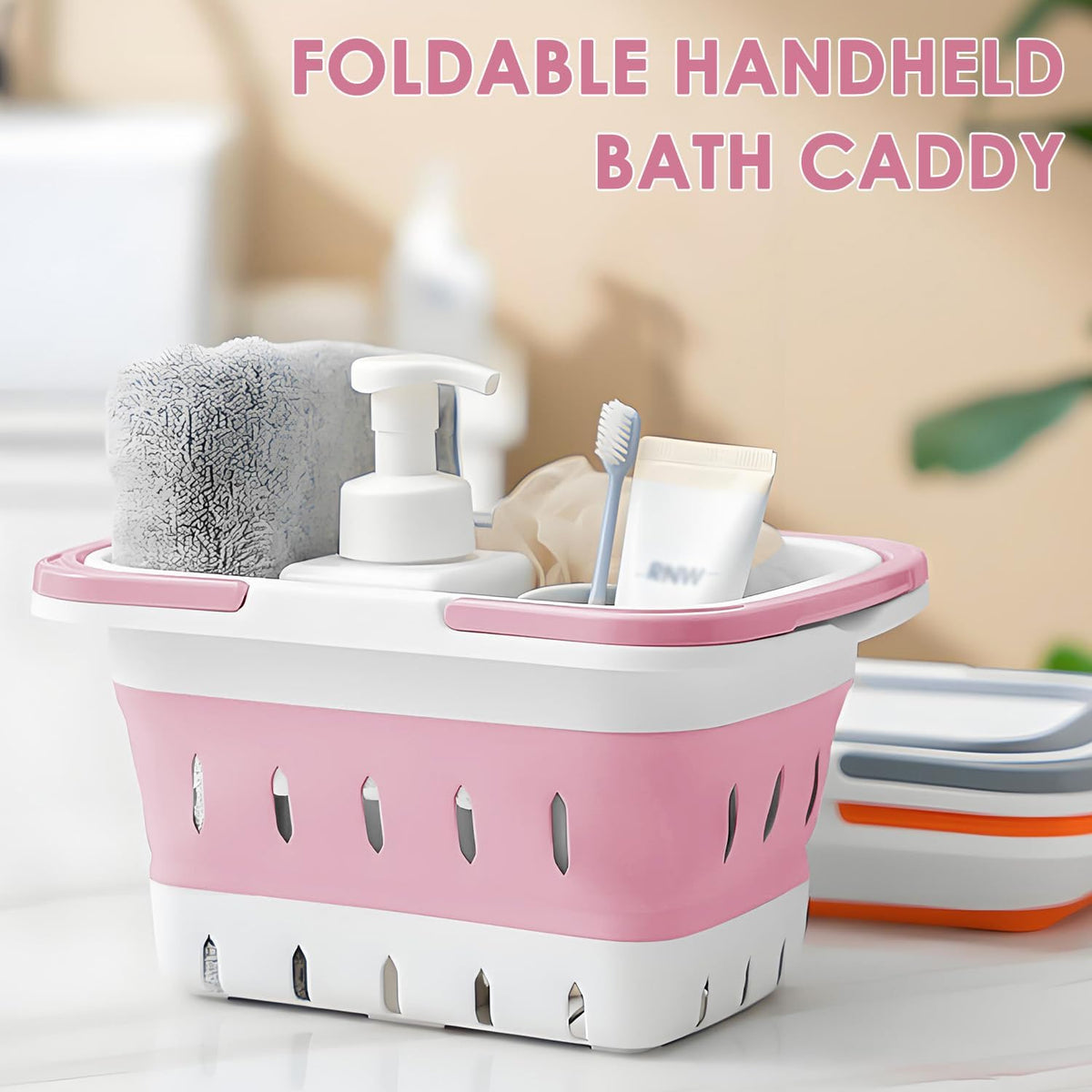 Fammart Plastic Shower Caddy Portable, Bath Basket Cleaning Caddy w/Handle