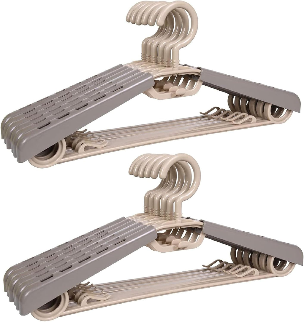 12-Pack Heavy Duty Plastic Extra-Wide Arm 15"-23" Suits Clothes Hangers with Swivel Hooks,Perfect for Coat,Jacket,Dress,Shirt,Trousers or Closet Space Saving,Grey&Tan