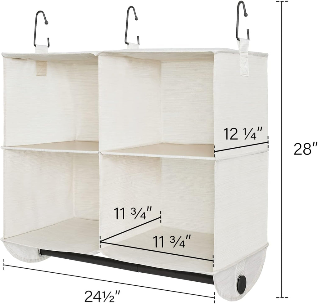 StorageWorks Hanging Closet Organizer with Rod, 4 Sections, 2 Tiers