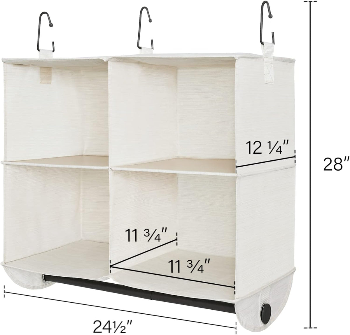 StorageWorks Hanging Closet Organizer with Rod, 4 Sections, 2 Tiers