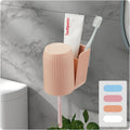 Toothbrush Holders for Bathrooms Toothbrush Holders Wall Mounted BPA-Free Tooth Brush Holder with Toothbrush Cup Drilling-Free (Brown)