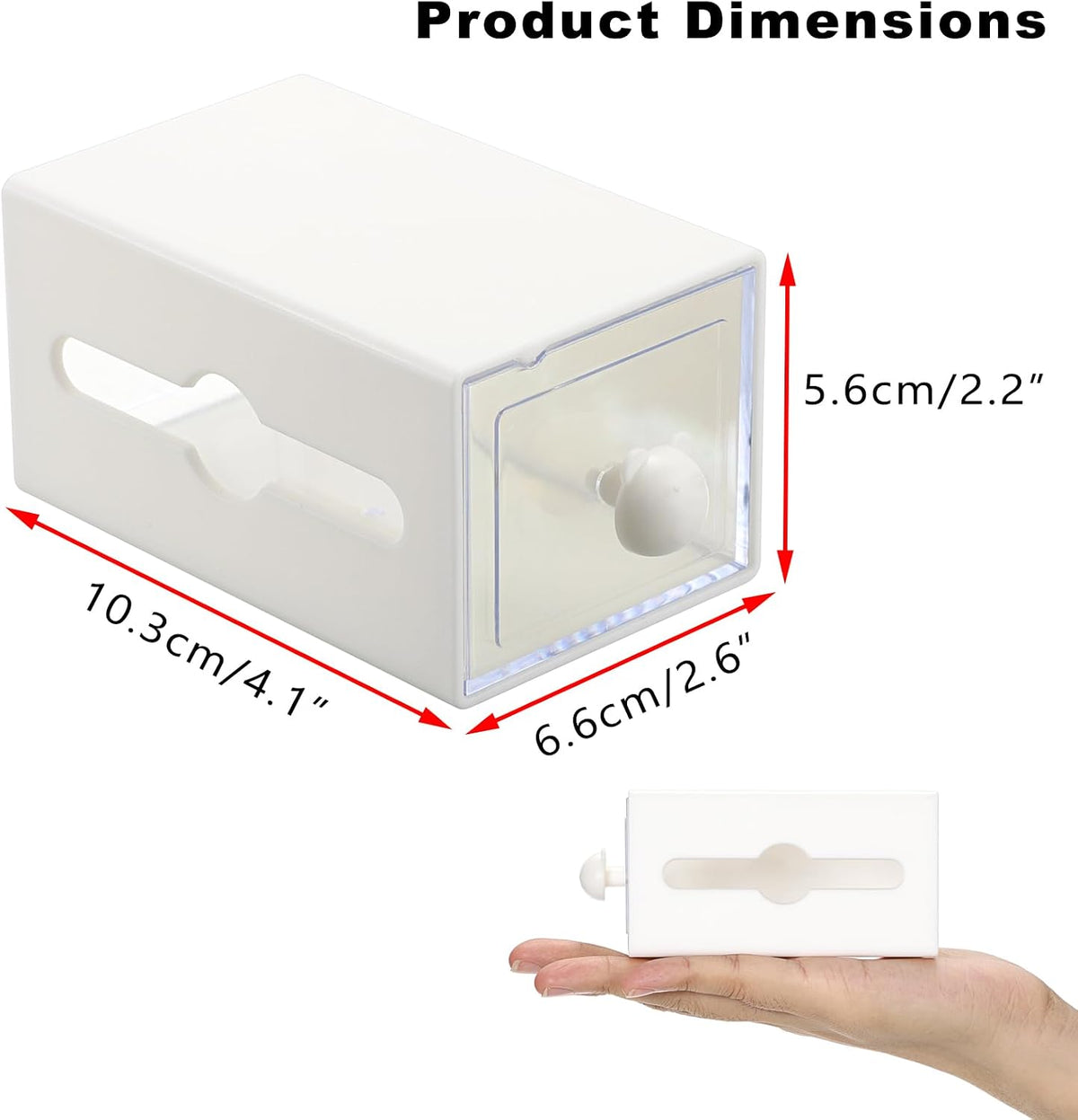 Qtip Holder Plastic Bathroom Dispenser Accessories Storage Canister Wall Mounted Apothecary Jar for Q-tip Cotton Swab Balls Pads Small Vanity Organizer with Double-sided Drawer