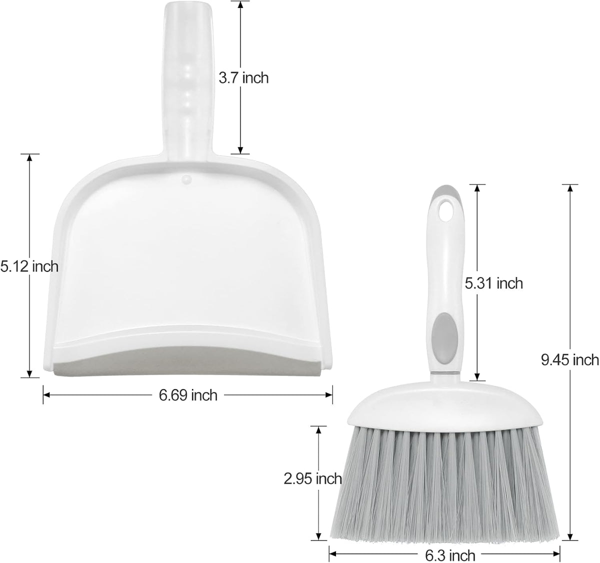 NACENA Small Dust Pan and Brush Set, Mini Broom and Dustpan Set, White&Gray