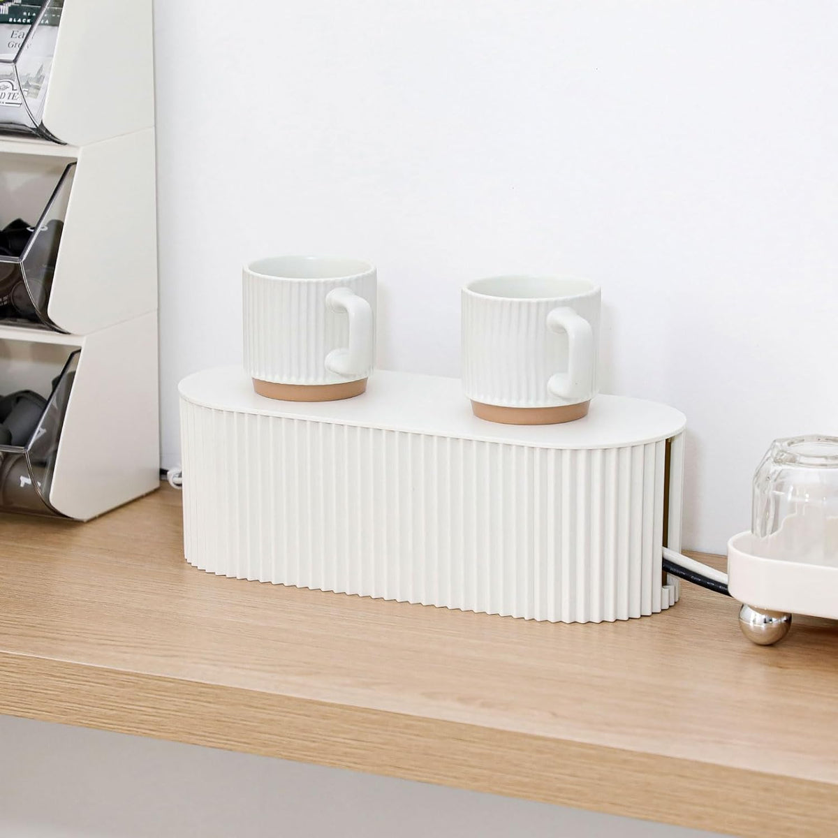 White Cable Box Organizer, Small, Plastic