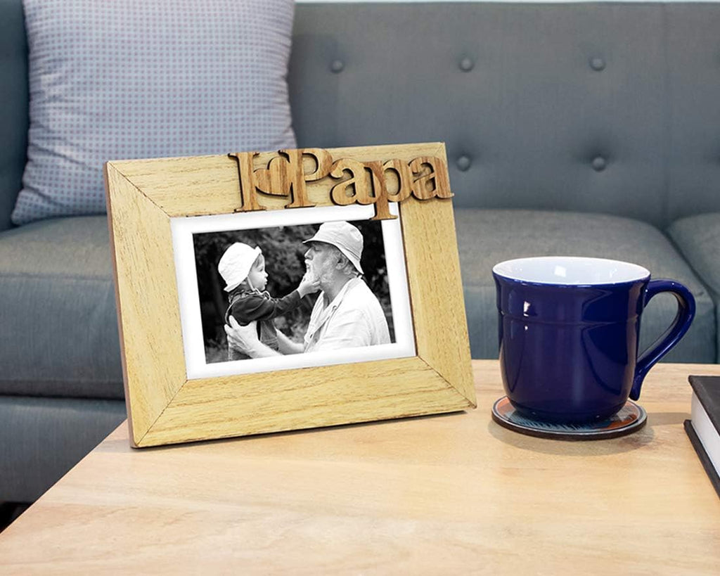 Isaac Jacobs 5x7 (Matted 4x6) Natural Wood I Love Papa Photo Frame