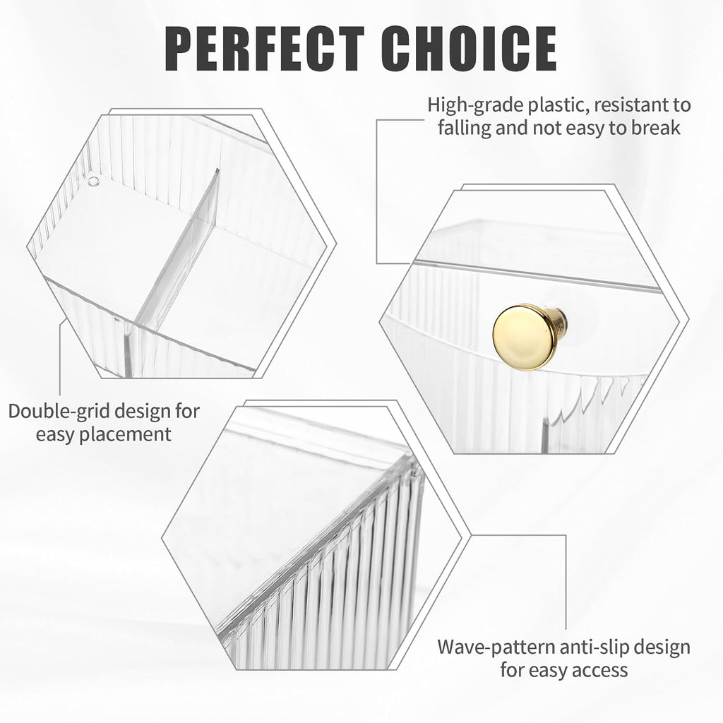 2-Grid Qtip Holder Dispenser,Transparent Cotton Swab Ball Holder with Lid