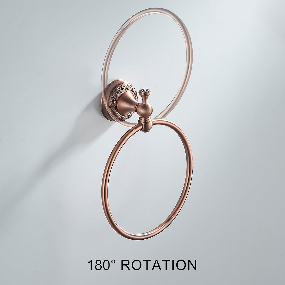 Red Copper Bath Towel Ring, Wall Mounted Black Bathroom Hardware Accessories, Pattern Carving Design