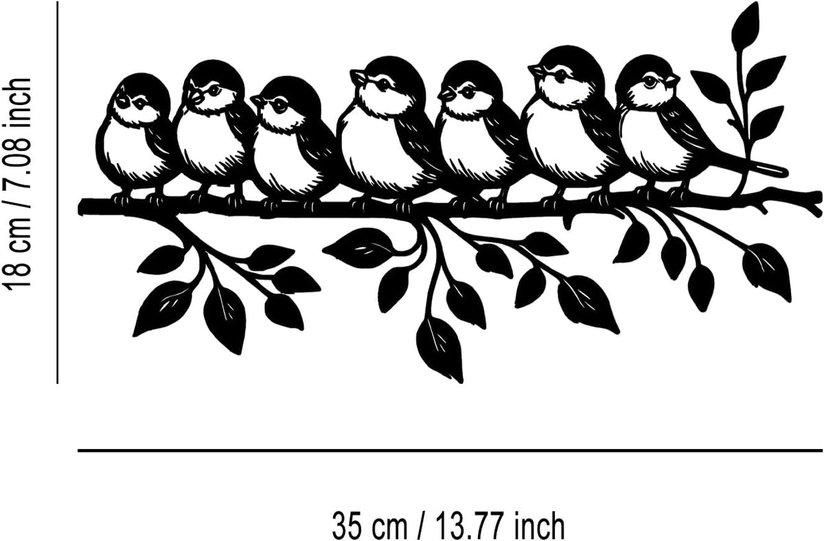 LIYOUYA Birds Flock Standing on Tree Branch Metal Wall Decor - Rustic Farmhouse Room Decor Black Wall Art Home Decor for Living Room, Bathroom, Bedroom, Dining Room, Courtyard (Black)