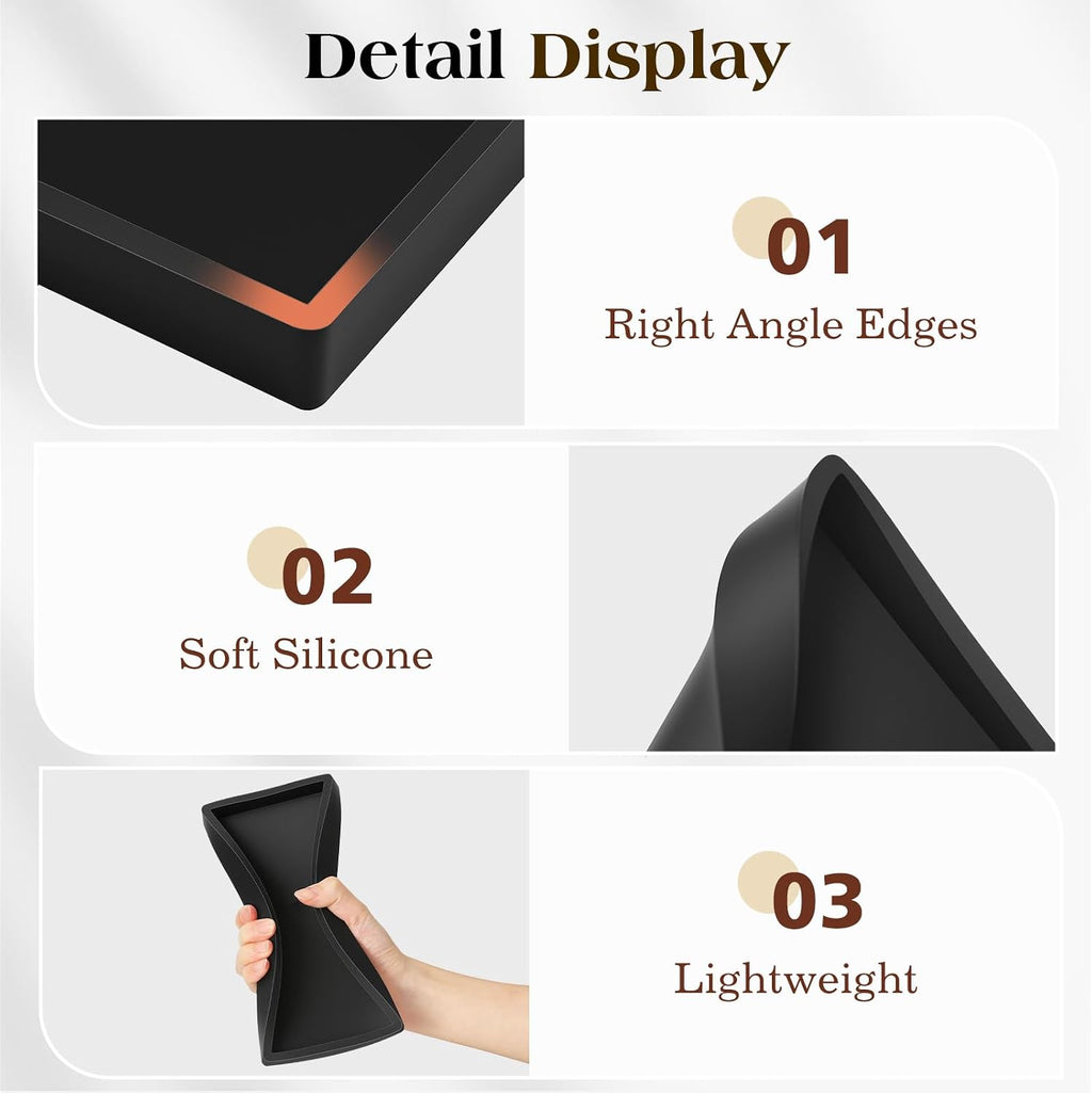 Luxspire 2 Pack Silicone Bathroom Tray 7.9" Vanity Tray, Matte Black