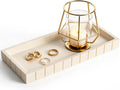 Decorative Bathroom Tray for Counter Stone Perfume Tray for Vanity, Beige
