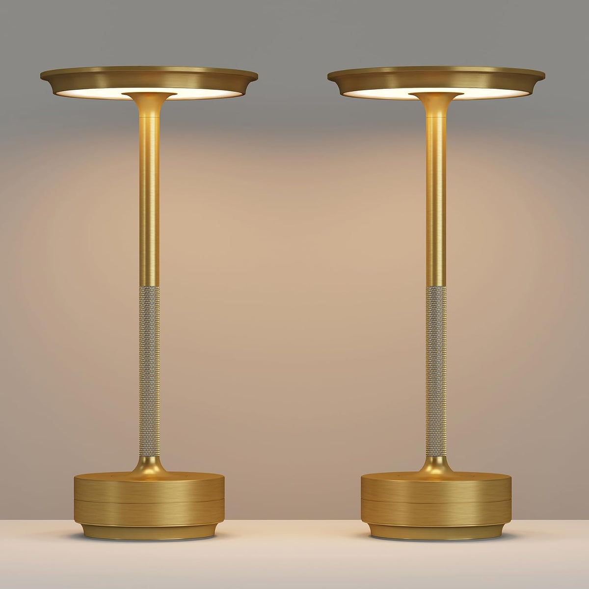 2 Pack Cordless Table Lamps Rechargeable, LED Portable 5000mAh Touch Table Light, 3 Color Stepless Dimming Battery Powered Table Lamp for Restaurant/Home/Outdoor/Camping.(Gold)
