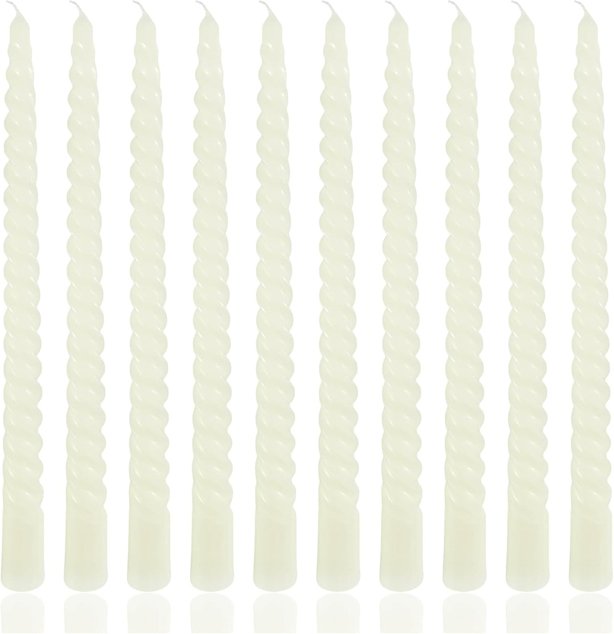 10 Inch 10Pack Ivory Spiral Taper Candle Set Long Buring Time Dripless Candlesticks for Dinner Parties Home Decoration Wedding and Shower