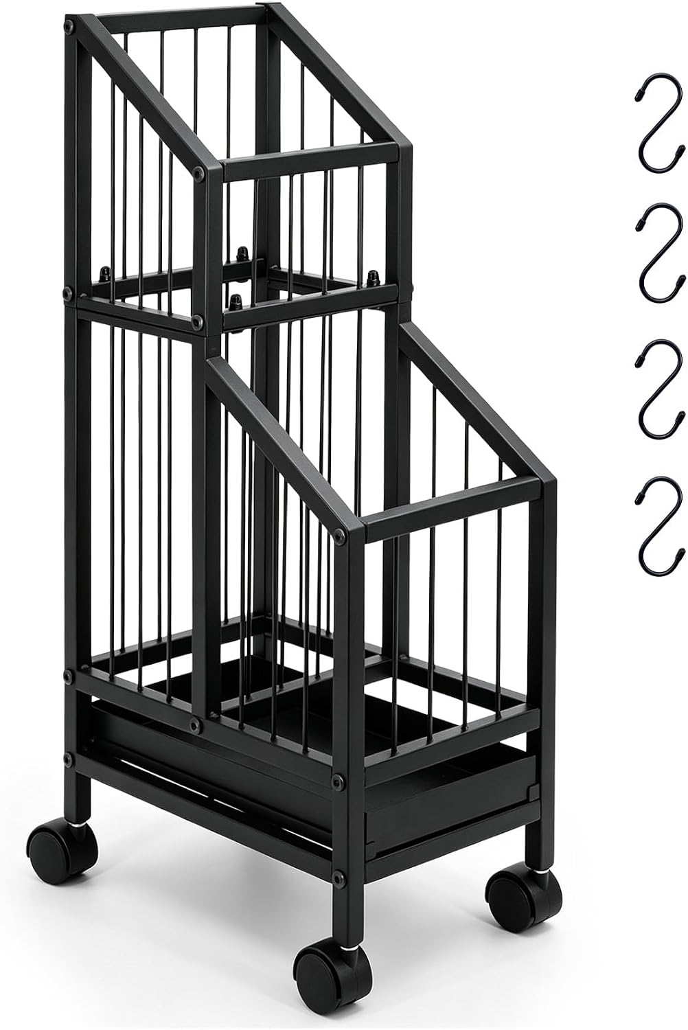 Umbrella Holder for Entryway, Umbrella Storage Stand with Removable Drip Tray & 4 Wheels, Holds 6-8 Umbrellas, 26 Inch Tall Metal Umbrella Rack for Indoor Home Office