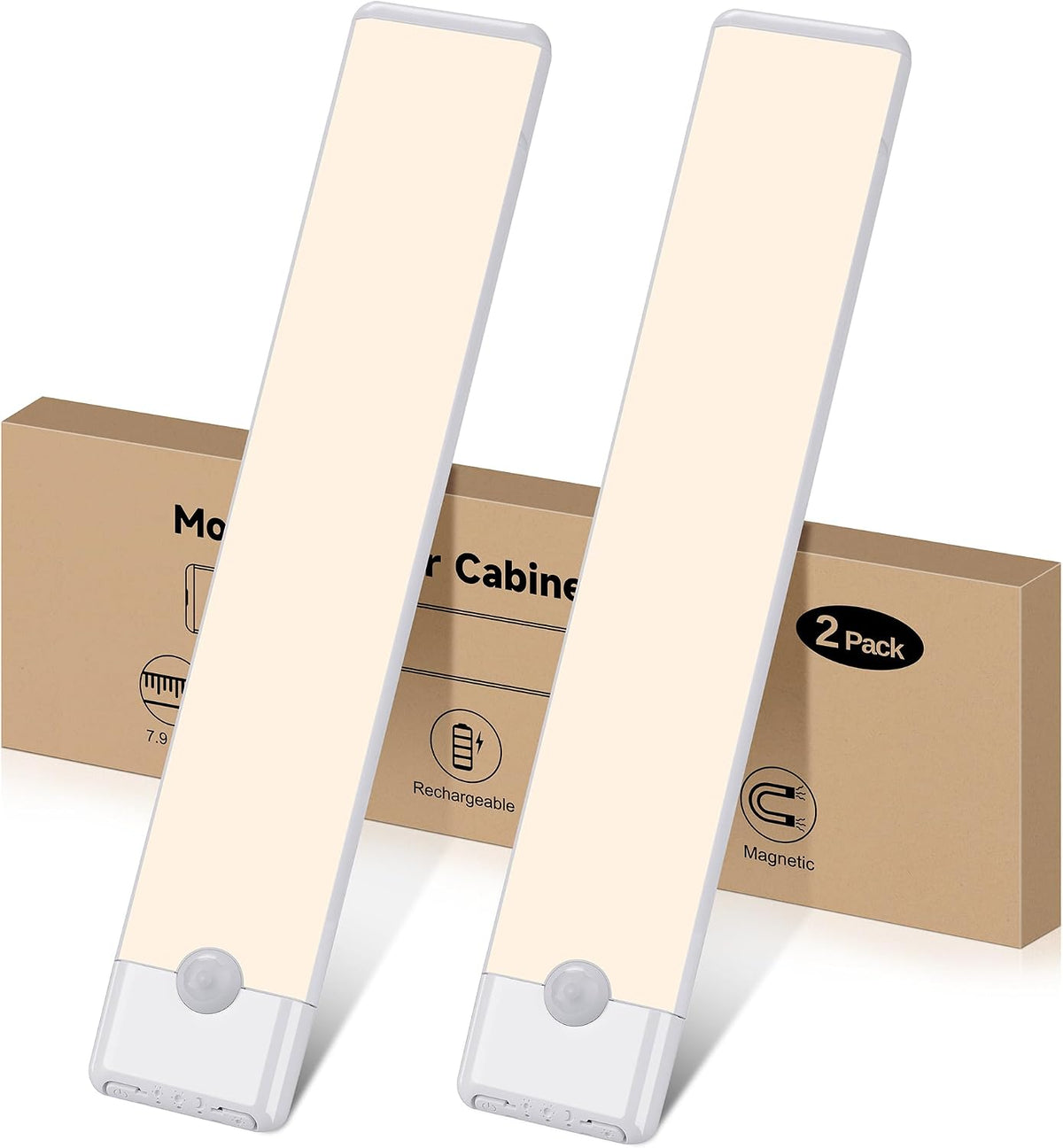 Motion Sensor Under Cabinet Lights, 2-Pack, Neutral White, 8 inch