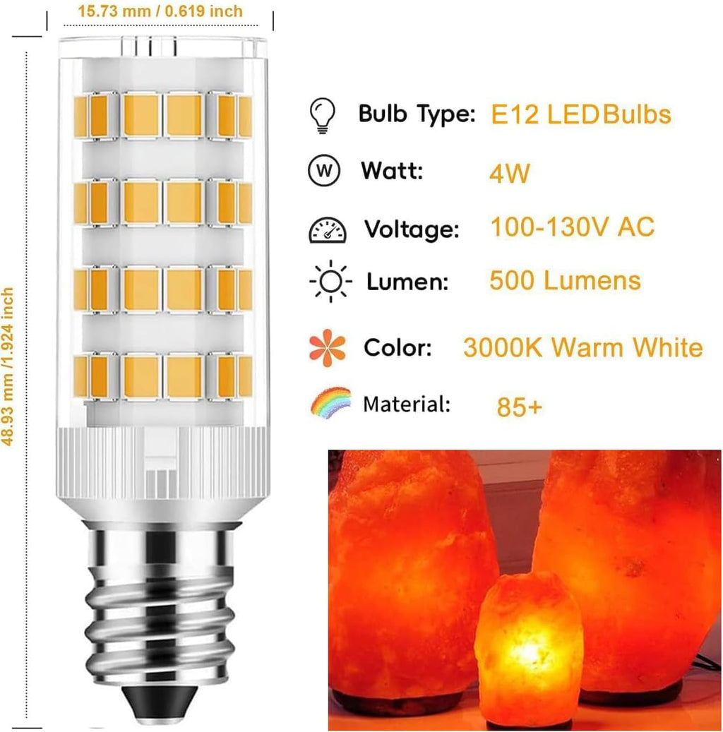 Salt Lamp Bulbs E12 T20 C7 5W 110V 2700K Warm White Light 500lm for Himalayan Salt Lamps & C7 Replacement Bulbs, Dimmable,Night Lights - 5Pack (5)