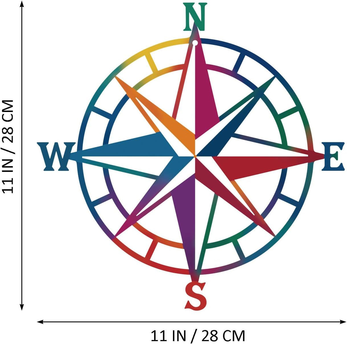 ESTART 11In Colorful Nautical Compass Metal Beach Theme Wall Hanging Decor