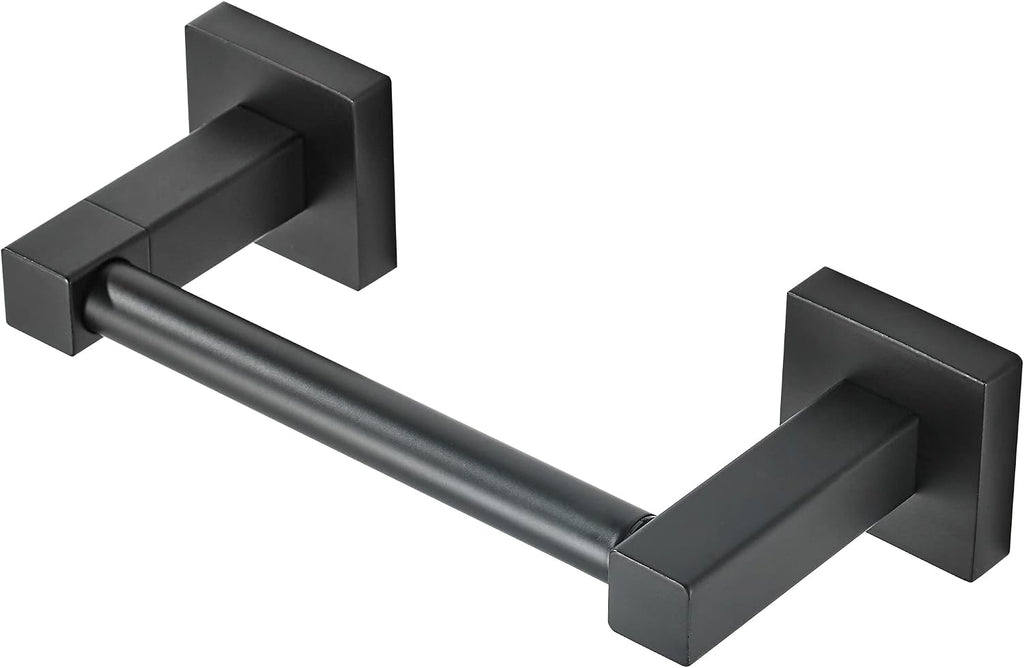 WOLIBEER Black Toilet Paper Holder, Matte Bathroom Toilet Roll Holder, Double Post Pivoting Modern Tissue Hanger Wall Mount for Bath Toilet Kitchen Stainless Steel