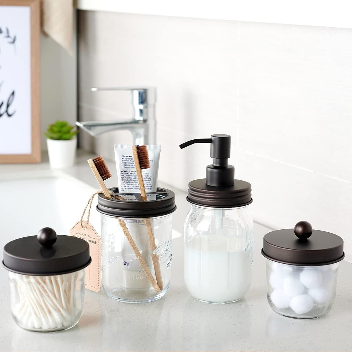 Amolliar Mason Jar Liquid Soap Dispenser, Lotion Dispenser(Bronze 4 Pack)