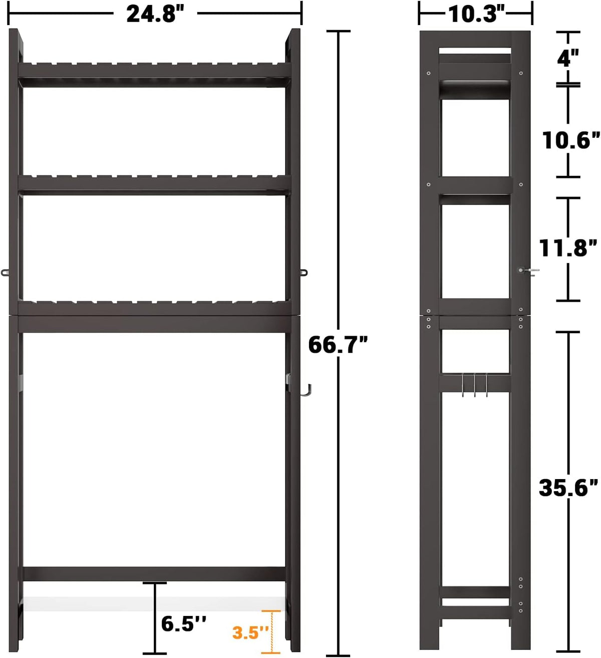 Homykic Over The Toilet Storage, 3-Tier Bamboo Bathroom Shelf, Espresso