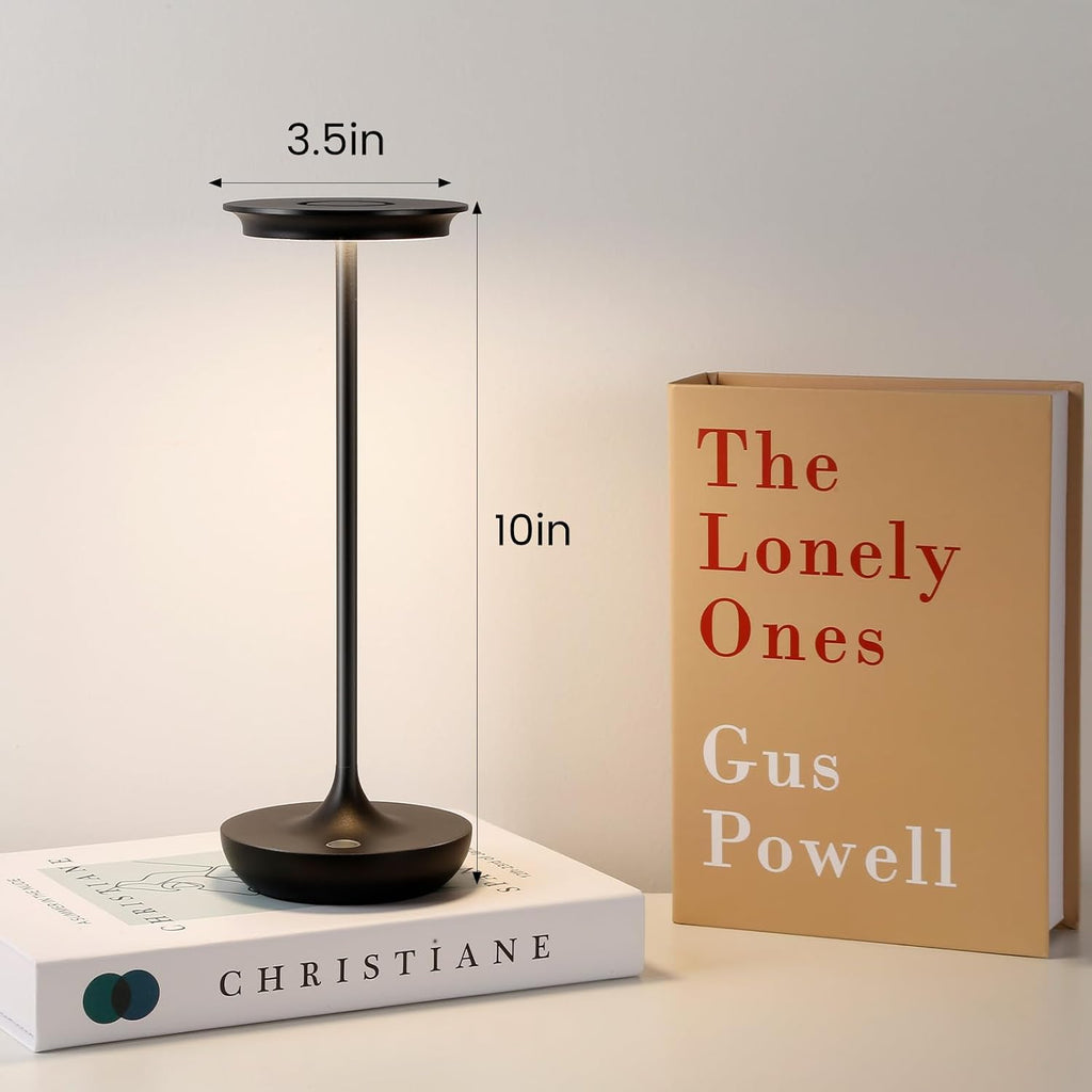 LED Rechargeable Cordless Table Lamp Battery Operated Light Black