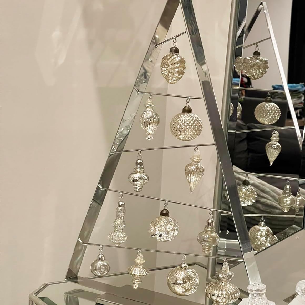 Christmas Ball Ornaments Mercury Glass Drop Ornaments Holiday Trees Wreaths & Garland Decor Silver Color Size: 1.57''-5.39''(17 Pieces)