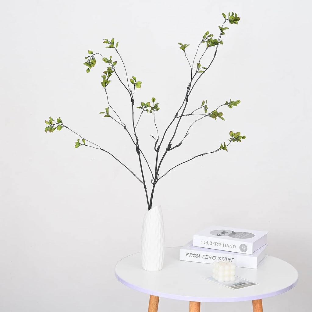 3pcs Artificial Ficus Branches, 38 Inch Faux Eucalyptus Stems, Green Fake Greenery for Vase Filler, Home Decoration (A-Green)