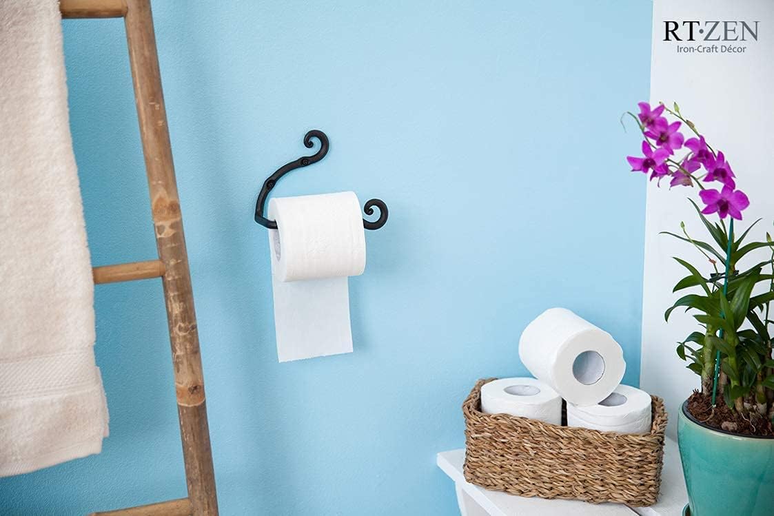 RTZEN Bathroom Toilet Paper Holder Handcrafted Wrought Iron Home Decor