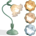 Flower Desk Lamp, LED Reading Light Flower Table Lamp, 3 Colors Flower Lamp for Girls Bedroom, Adjustable Flexible Lamp for Nightstand, Bedside Table Lamps for Bedroom, Living Room, Home Decor (Green)