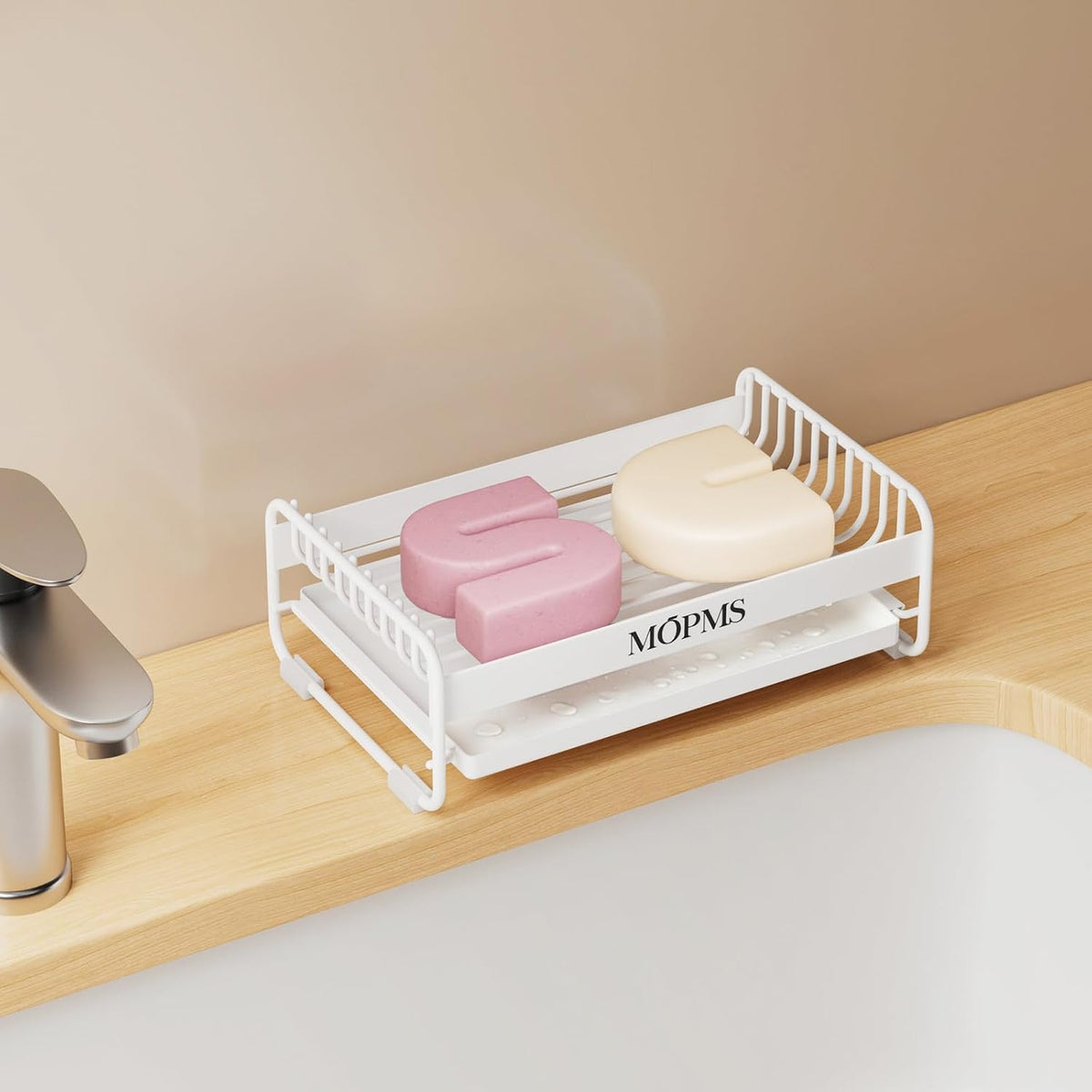 MOPMS Soap Dish for Shower, Carbon Steel Bar Soap Holder with Drainage