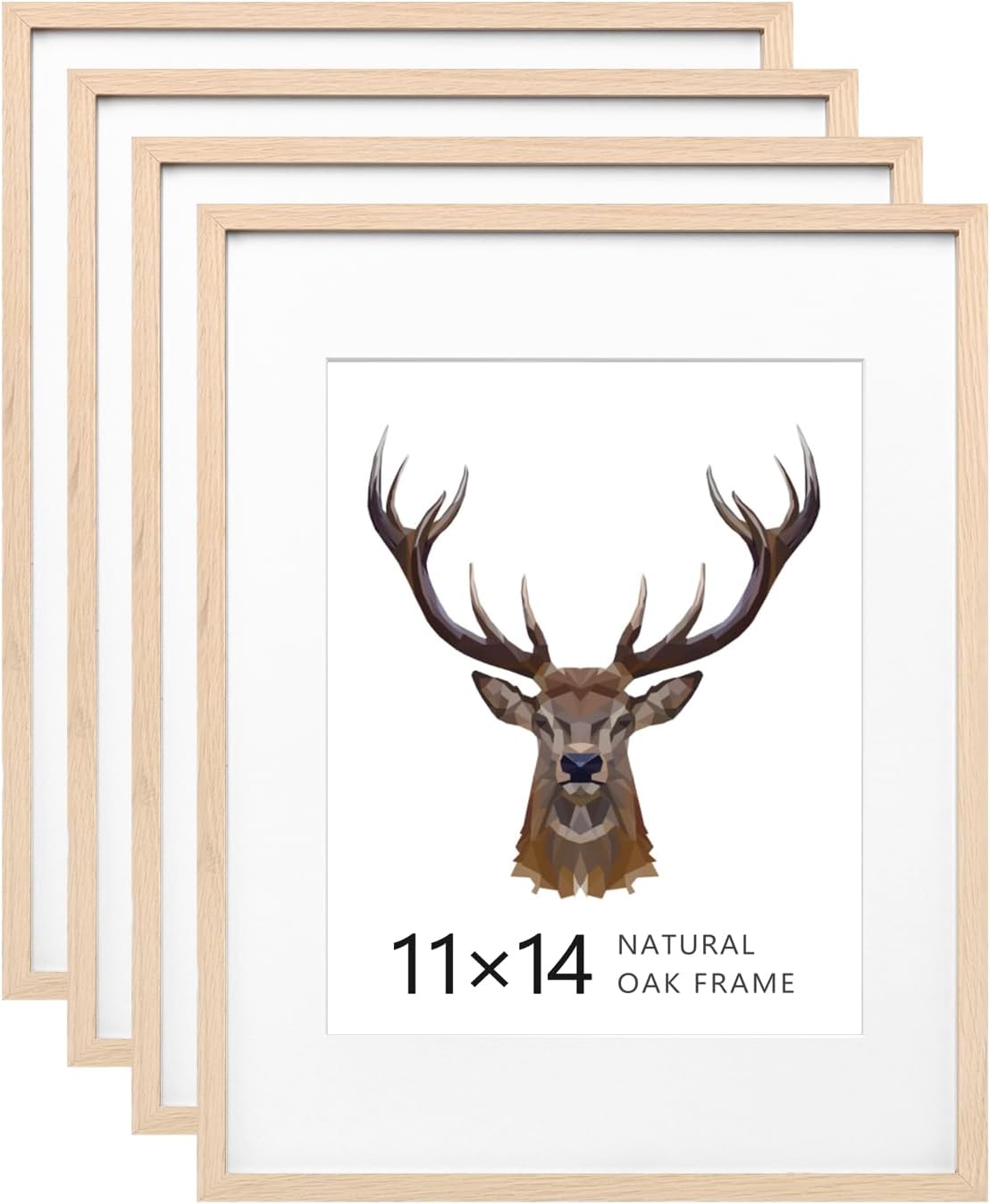KINLINK 11x14 Picture Frames Natural Oak Wood Frames Set of 4