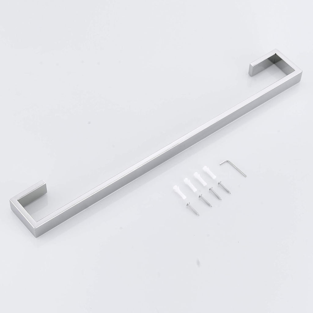 JunSun Square Towel Bar 24-Inch Stainless Steel Towel Holder Bathroom Accessories Square Bathroom Bars Towel Rack Bathroom Hardware Wall Mounted Stainless Steel Polished Chrome