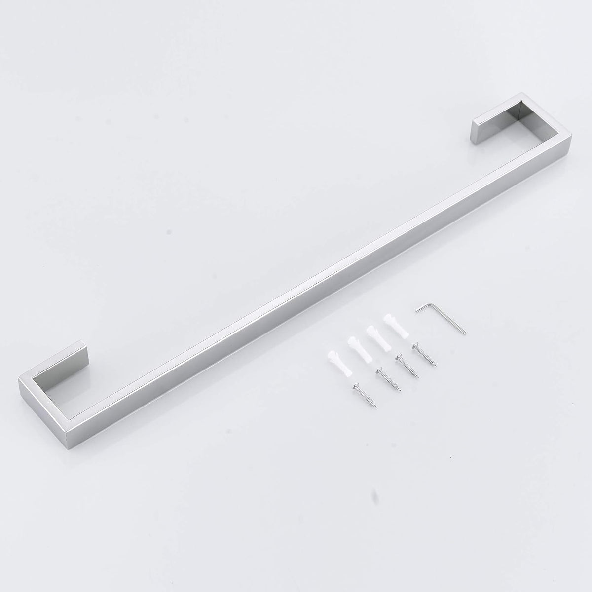 JunSun Square Towel Bar 24-Inch Stainless Steel Towel Holder Bathroom Accessories Square Bathroom Bars Towel Rack Bathroom Hardware Wall Mounted Stainless Steel Polished Chrome