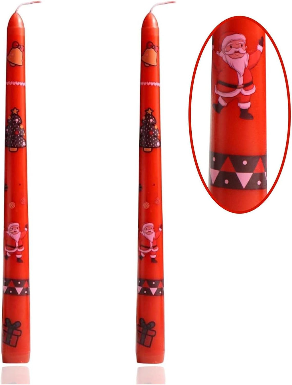 2 Pack Taper Candle 10 Inch A Printed Candles,Candlesticks Unscented Tapered Candl Set for Decor Wedding Party Dinner,Valentine's Day,Various Festivals to Celebrate (A Printed Candle, Red)