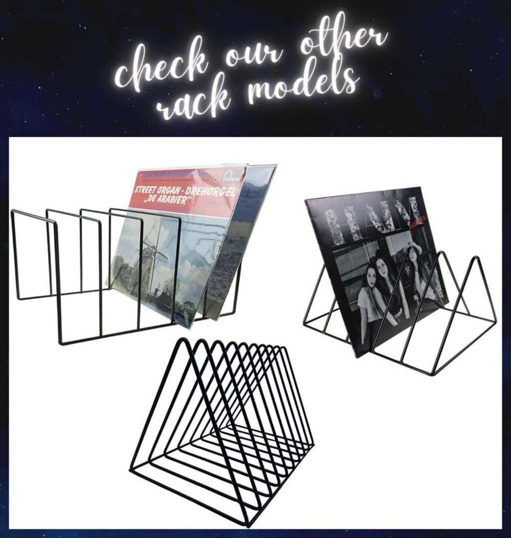 Vinyl Record Storage Holder Stand - Premium Triangle Metal Wire Magazine and Book Rack holds up to 33 Lp Album Records, Simple, Functional and Contemporary Vinyl Organizer - Small 5slots (Rose)