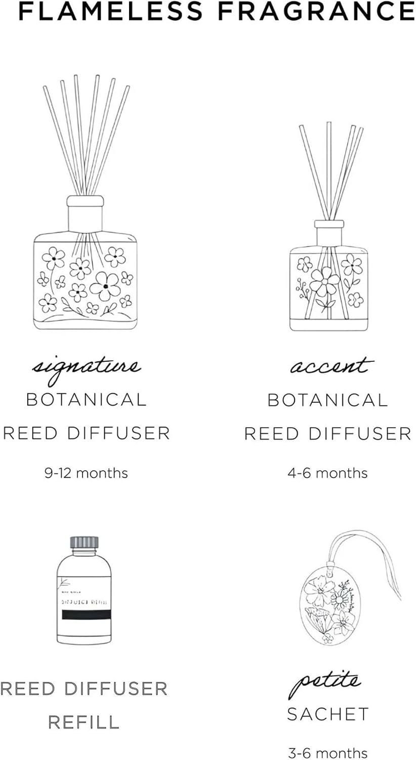 Rosy Rings Sea Salt Mist Signature Diffuser, Single Piece, 13 oz Lasts 9-12 Months Square Glass Reed with Floral Embedded Flowers Coastal Aroma, Bathroom Livingroom Spa Decor Luxury Gift